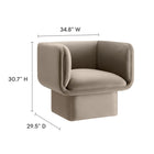 Modway Tate Performance Velvet Accent Chair - Taupe-Fixed Seat and Back Cushion