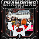 Frameworth Carolina Hurricanes 2026 Stanley Cup Champions: Frederik Andersen Shield PhotoGlass Framed Photo - 18" W x 22" H-Professionally framed in Canada: The image is printed in ultra high definition directly onto the glass itself and finished in a black frame