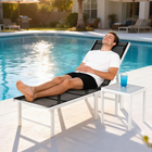 Outsunny Outdoor Lounge Chair - 5-Position Tanning Chair - Black-Foldable design to make carry & transport easy