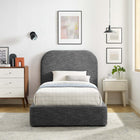 Modway Keynote Upholstered Fabric Curved Twin Platform Bed - Heathered Weave Slate-Dense Foam Padding