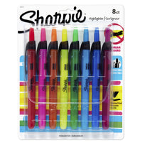 Sharpie Chisel Tip Retractable Pen-Style Highlighters - Assorted Colours - 8 Pack-Just click and highlight