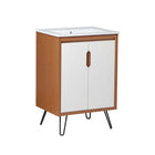 Modway Energize 24" Bathroom Vanity - Cherry/White-Mid-Century Modern Bathroom Vanity