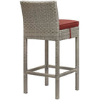 Modway Conduit Outdoor Patio Wicker Rattan Bar Stool - Light Gray Currant-Synthetic PE Rattan Weave