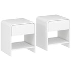 HOMCOM Nightstand with Drawer and Open Shelf - White - Set of 2-Comes in a set of two, effortlessly creating a symmetrical look