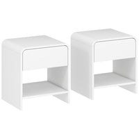 HOMCOM Nightstand with Drawer and Open Shelf - White - Set of 2-Comes in a set of two, effortlessly creating a symmetrical look