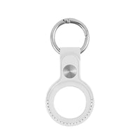 Logiix Leather Key Tag for Airtag With White Stitching - White-Stylish key ring and holder for Apple AirTags (2021)