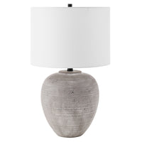 Hudson&Canal Shira 23" Tall Ceramic Table Lamp with Fabric Shade - Cool Terracotta/White-Modern rustic design for your living room, workspace, or bedside table