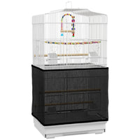 PawHut 36" H Bird Cage with Accessories, Handle and Mesh Cover - White-Bird enclosure with ample space for small birds such as finches and budgies 