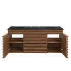 Modway Render 48" Wall-Mount Bathroom Vanity - Walnut/Black-7