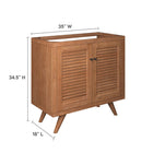 Modway Birdie 36" Teak Wood Bathroom Vanity Cabinet - Natural-Two Slatted Doors
