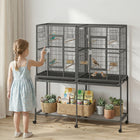 PawHut 56" Rolling Parrot Cage with Detachable Rolling Stand-Divide or combine the cage interior to suit different needs
