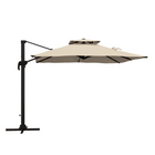 Outsunny Square Cantilever Patio Umbrella with 360° Rotation - 10' - Khaki-360° rotating pole to direct the canopy anywhere without moving the base
