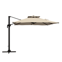 Outsunny Square Cantilever Patio Umbrella with 360° Rotation - 10' - Khaki-360° rotating pole to direct the canopy anywhere without moving the base
