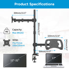 SHOPPINGALL Extra Tall Dual Monitor And Laptop Mount Stand with 31.5 inch Pole for Laptop up to 17" Monitors up to 32" - SA-LH07L-Black-[ADAPTABLE ARTICULATING ARMS] Engineered with flexible arms that allow for a range of adjustments: monitor tilt from +90° to -85°, swivel ±90°, and 360° rotation. Facilitates both landscape and portrait orientations with a height adjustment of up to 80cm / 31.5” along the central pole and an arm length of 39.4cm / 15.5”.