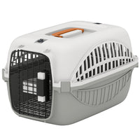 PawHut 19" L Plastic Airline Approved Pet Carrier - Grey-Airline-approved design with food bowl ensures a stress-free, comfortable journey 