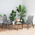 Outsunny 3-Piece Patio Bistro Set with Stackable Chairs and Square Table - Light Grey-Steel frame with protective pads and adjustable