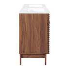 Modway Render 48" Double Sink Bathroom Vanity - Walnut/White-Full-Extension Drawers