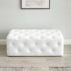 Modway Amour 48" Tufted Button Entryway Faux Leather Bench - White-Bench Weight Capacity: 500 lbs