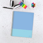 Mead 2026-27 Two-Tone Weekly/Monthly Planner - 11"x 9" - Blue - Bilingual-One month per 2 page spread has open daily blocks, a notes section and past/future month reference calendars