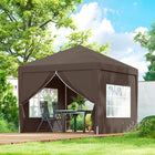 Outsunny 10' ft W x 10 ft L Outdoor Pop Up Party Tent with Carrying Bag - Coffee-A piece instant frame sets up in seconds, simply expand to open