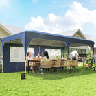 Outsunny 10 ft W x 20 ft L Pop Up Canopy Tent Instant Canopy with Reflective Strips - Dark Blue-Tool-free pop-up setup (30 mins) with dual one-push lock
