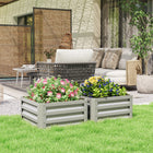 Outsunny Raised Garden Bed with Galvanized Steel Frame - 23.5" L x 23.5" W x 12" H - Light Grey - 2 Pack-Open bottom design makes it great for long rooted plants 