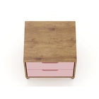 Manhattan Comfort Rockefeller 20.08" Mid-Century Modern 2-Drawer Nightstand - Nature/Rose Pink-17.62" L x 20.08" W x 21.65" H