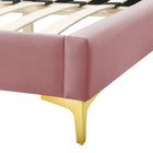 Modway Sunny Performance Velvet Twin Bed - Dusty Rose-Gold Metal Legs With Non-Marking Caps