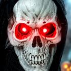 HOMCOM 6' Life Size Animated Grim Reaper with Sound Touch Activation - Black-Light Colour: Red 