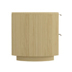 Manhattan Comfort Olivia 26.5" Modern Nightstand - Natural Oak/Gold-Perfect for Bedside Storage, Lamps or Display Items