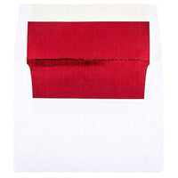 JAM Paper A2 Foil Lined Invitation Envelopes - 4.375" x 5.75" - White with Red Foil - 50 Pack-Colour: White with Red Foil Lining