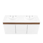 Modway Render 48" Wall-Mount Bathroom Vanity - White/Walnut/White-Fixtures Not Included