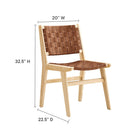 Modway Saoirse Leather Wood Dining Side Chair - Natural/Brown - 2 Pack-Ergonomic Design