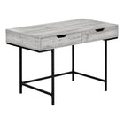 Monarch Specialties 7553 48" Computer Desk - Grey/Black Metal-Computer desk in a grey wood-look finish with 2 storage drawers featuring wide, cutout handles and metal drawer slides