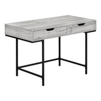 Monarch Specialties 7553 48" Computer Desk - Grey/Black Metal-Computer desk in a grey wood-look finish with 2 storage drawers featuring wide, cutout handles and metal drawer slides