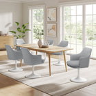 Modway Lippa Swivel Dining Upholstered Armchair - White Light Grey-360º Swivel Capability