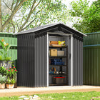 Outsunny Metal Garden Shed - 6.5' x 4' - Dark Grey-Sloping roof to prevent water buildup

