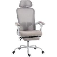 HOMCOM Ergonomic Reclining Office Chair - Grey-Dynamic lumbar (up/down/forward/backward) and headrest (up/down/rotate) adjust to fully support your neck and back