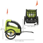 Aosom 2 Seat Bike Trailer for Kids, Baby Stroller with Storage Bag - Green-Large wheels and shock-absorbing design ensure a smooth ride 