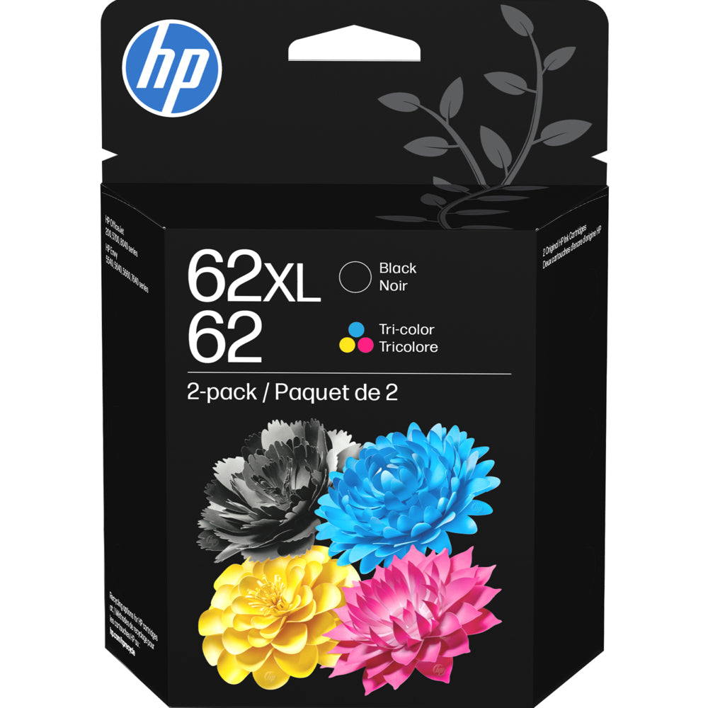 HP 62XL Black High Yield & 62 Tri-Colour Original Ink Cartridges