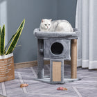 PawHut Small Cat Tree Tower with Perch and Scratching Post - Grey-Jute scratching pad included, so cats can sharpen their claws, deterring them from using your furniture 