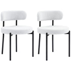 HOMCOM Dining Chairs with Steel Legs for Kitchen - Cream White - Set of 2-Packaged in a set of 2 for dinner, conversation, and more