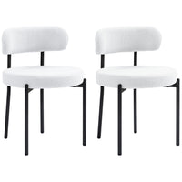HOMCOM Dining Chairs with Steel Legs for Kitchen - Cream White - Set of 2-Packaged in a set of 2 for dinner, conversation, and more