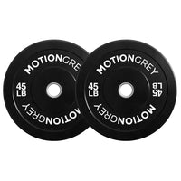 MotionGrey Standard Weight Plates - Olympic Strength Training Plates - 45 lb - Black - Set of 2-Durable Rubber-Coated Plates: Thick rubber exterior reduces noise, protects floors, and ensures long-lasting performance for home workouts
