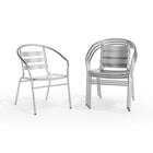 Flash Furniture Commercial Aluminum Indoor-Outdoor Restaurant Stack Chair with Triple Slat Back & Arms-Cross Braces provide extra stability