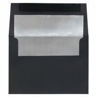 JAM Paper A7 Foil Lined Invitation Envelopes - 5.25 x 7.25 - Black Linen with Silver Foil - 25 Pack-Our envelopes are made from 30% recycled 32 lb paper and feature a straight flap gum closure with a linen finish
