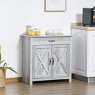 HOMCOM Farmhouse 31.5" L Sideboard Buffet Cabinet with Storage - Grey-Comes with an enclosed cabinet and a drawer for different storage needs