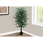 Monarch Specialties 58" Artificial Indoor Ficus Tree - Floor - Black Pot-Its 1008 soft and lifelike green leaves are on adjustable branches that can be customized to your liking
