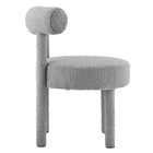 Modway Toulouse Boucle Fabric Dining Chair - Light Grey-Weight Limit: 330 lbs.