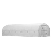 Outsunny 26' x 10' x 7' Large Steeple Walk-in Greenhouse with Steel Frame - White- Lengthens the growing season and protects plants from severe weather
 